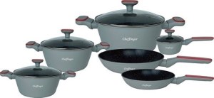 Cheffinger CF-FA2010GRY: Juego de utensilios de cocina con revestimiento de mármol de...