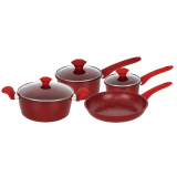 Herzberg HG-04715RED: Set De 7 Piezas De Cocina De Hierro Fundido Con Revestimiento De...