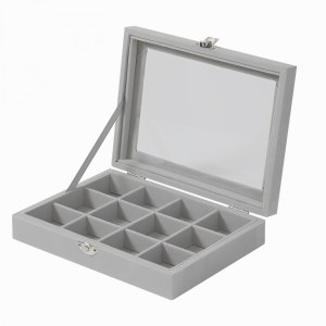 Herzberg HG-05309: Elegante Organizador de Joyas con Tapa de Vidrio y 12Compartimentos